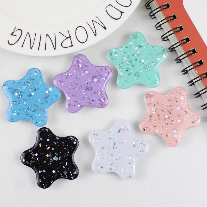 PopSocket HP Model Bintang [STAR] 3D Aksen Glitter GRIP TOK