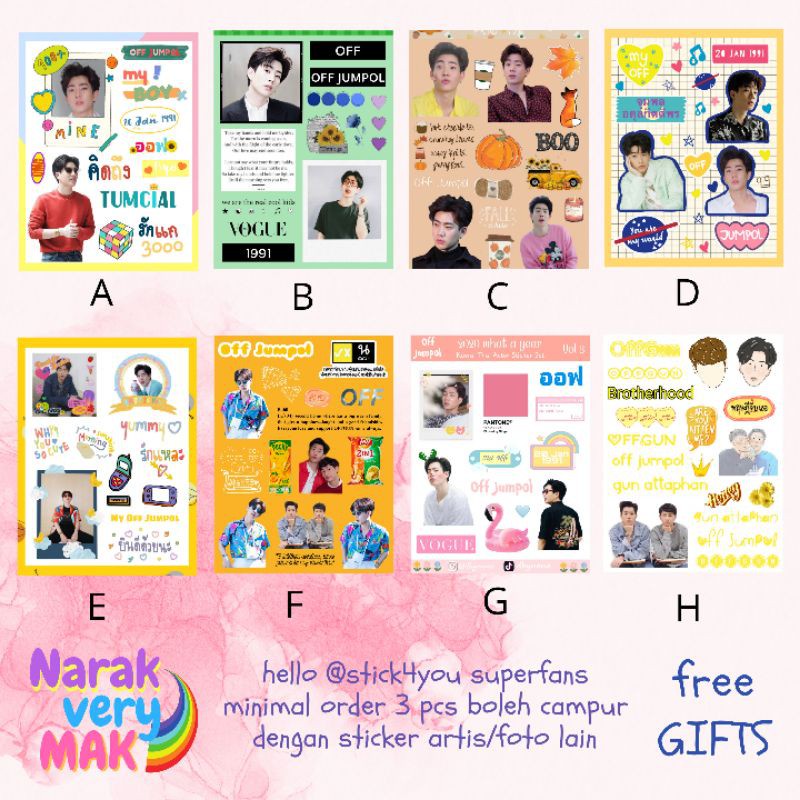 

STICKER SHEET OFF JUMPOL GMM THAILAND- (Bisa COD) OFFGUN