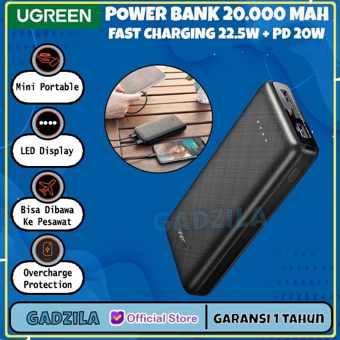 Powerbank Ugreen 20000 Mah 22.5W Pd 20W 18W + Kabel C To Usb Type C