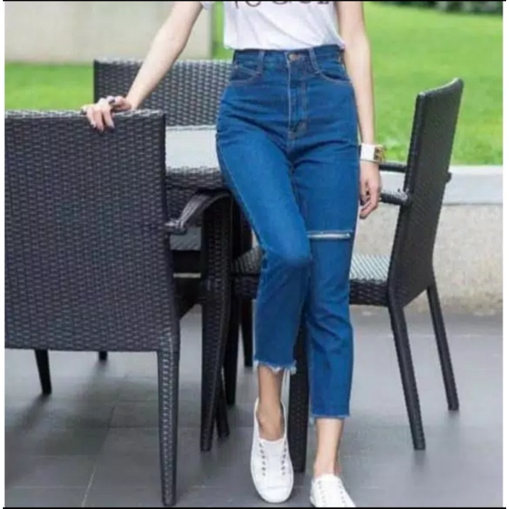 TERBARU CELANA BOYFRIEND JEANS SOBEK KIRI /CELANA JEANS PANJANG SOBEK KIRI