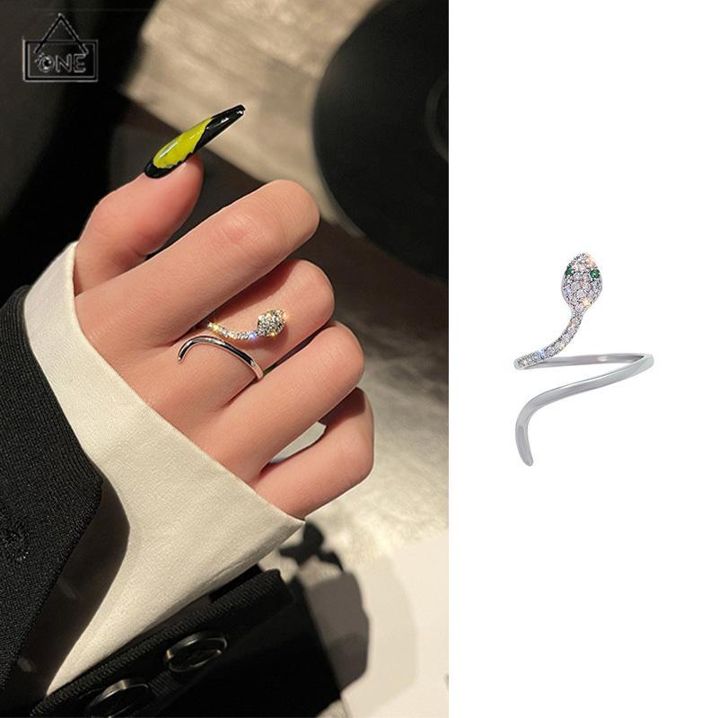 COD❤️Cincin Kristal Ular Adjustbale Desain Zircon Cincin Untuk Wanita-A.one