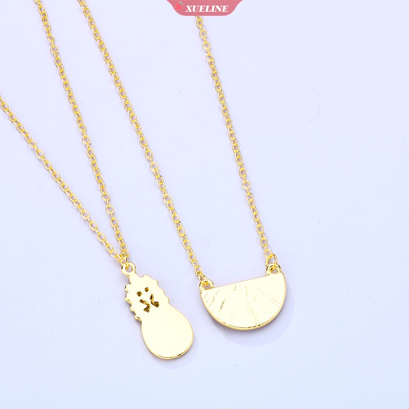 2 Pcs/Set Kartun Teman Baik Kalung Semangka Nanas Buah Liontin Persahabatan Teman Baik Kalung [ZXL]