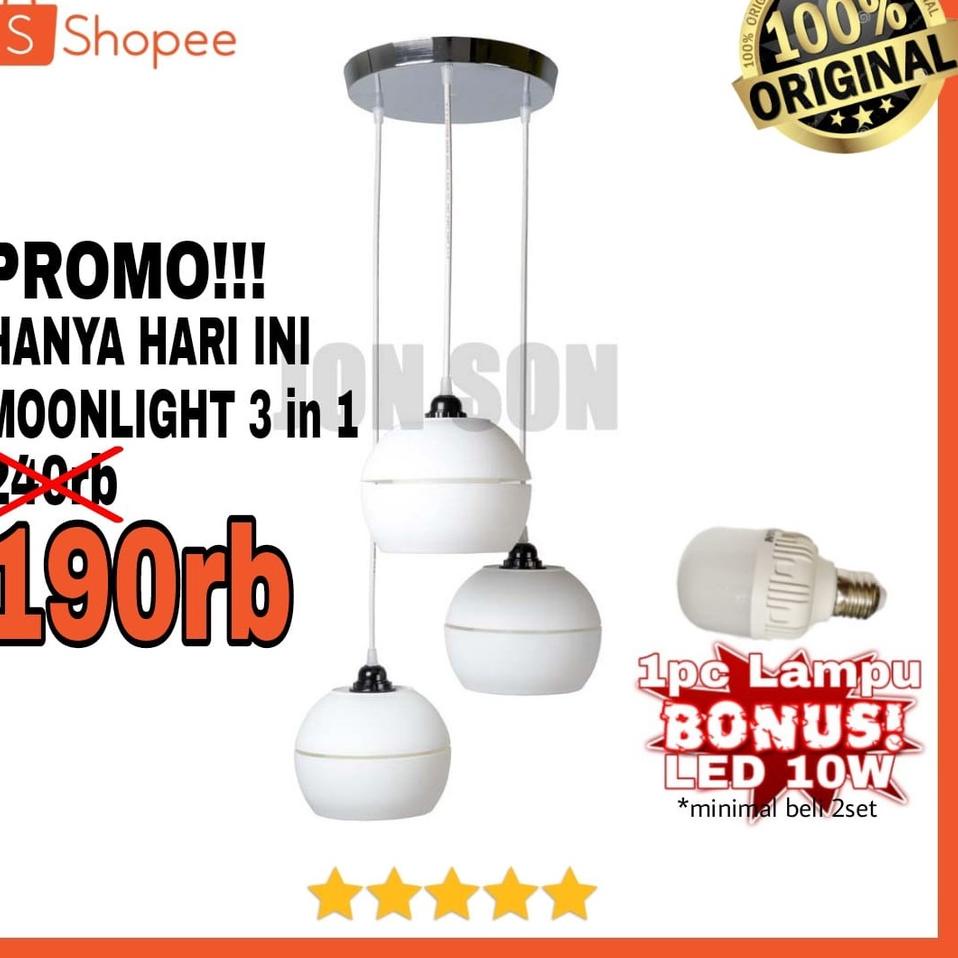 Sale Lampu Gantung Hias Moonlight / Kap Lampu Minimalis Putih Ruang Tamu Kamar Makan Dapur Teras Caf