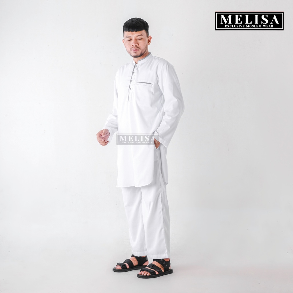 Baju Koko Pria Setelan Kurta Pakistan Dewasa Lengan Panjang Bahan Katun Toyobo Warna Putih