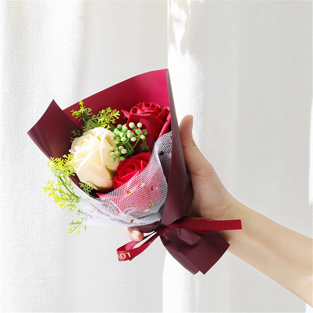 3pcs/pack INS Buket Bunga Mawar Sabun Buatan Untuk Hadiah Ulang Tahun Hari Valentine Romantis Dekorasi Rumah