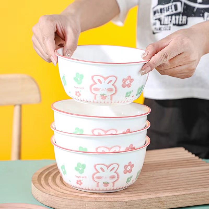 Mangkok Keramik Korea Super Cute Kelinci Ukuran 12cm / 13cm