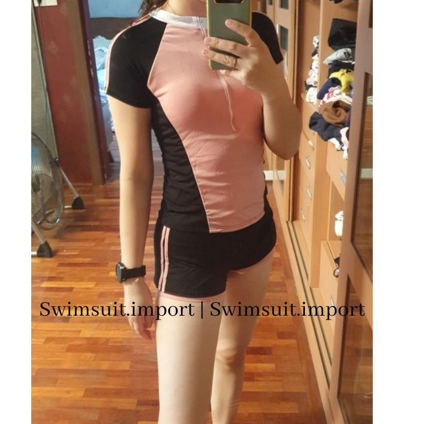 Safe Payment Swimsuit Baju Renang Wanita Model Two Piece Lengan Pendek 8076