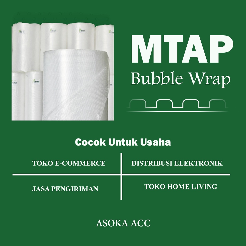 1 Roll Bubble Wrap MTAP 1,25 x 50 Meter Bening Hitam Putih 1 Gulung