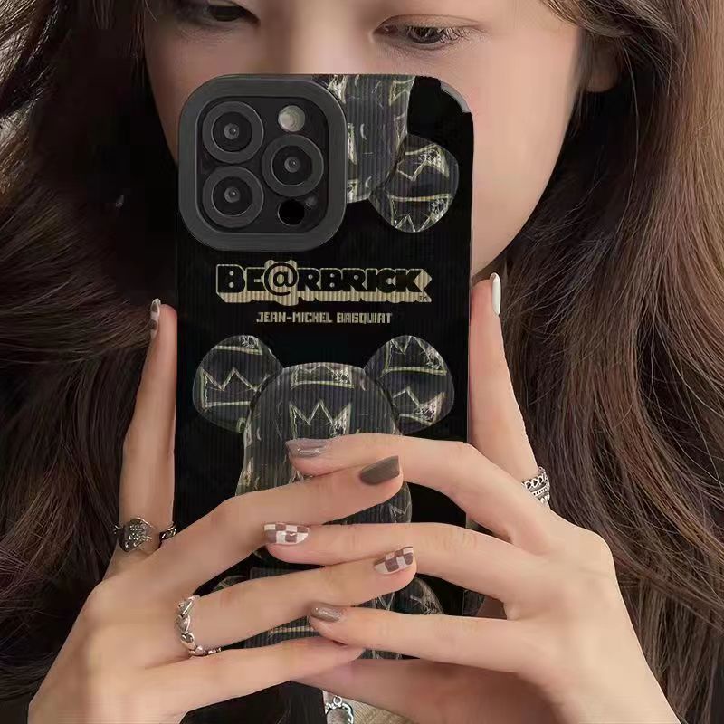 Ins Vertical Violent Bear Cocok Untuk Iphone14 14pro 14Plus 14prm iPhone 13 13pro 13prm iPhone 11 7Plus 8Plus Xr XS 12 Pro Max Empat Sudut Casing Ponsel Tahan Guncangan