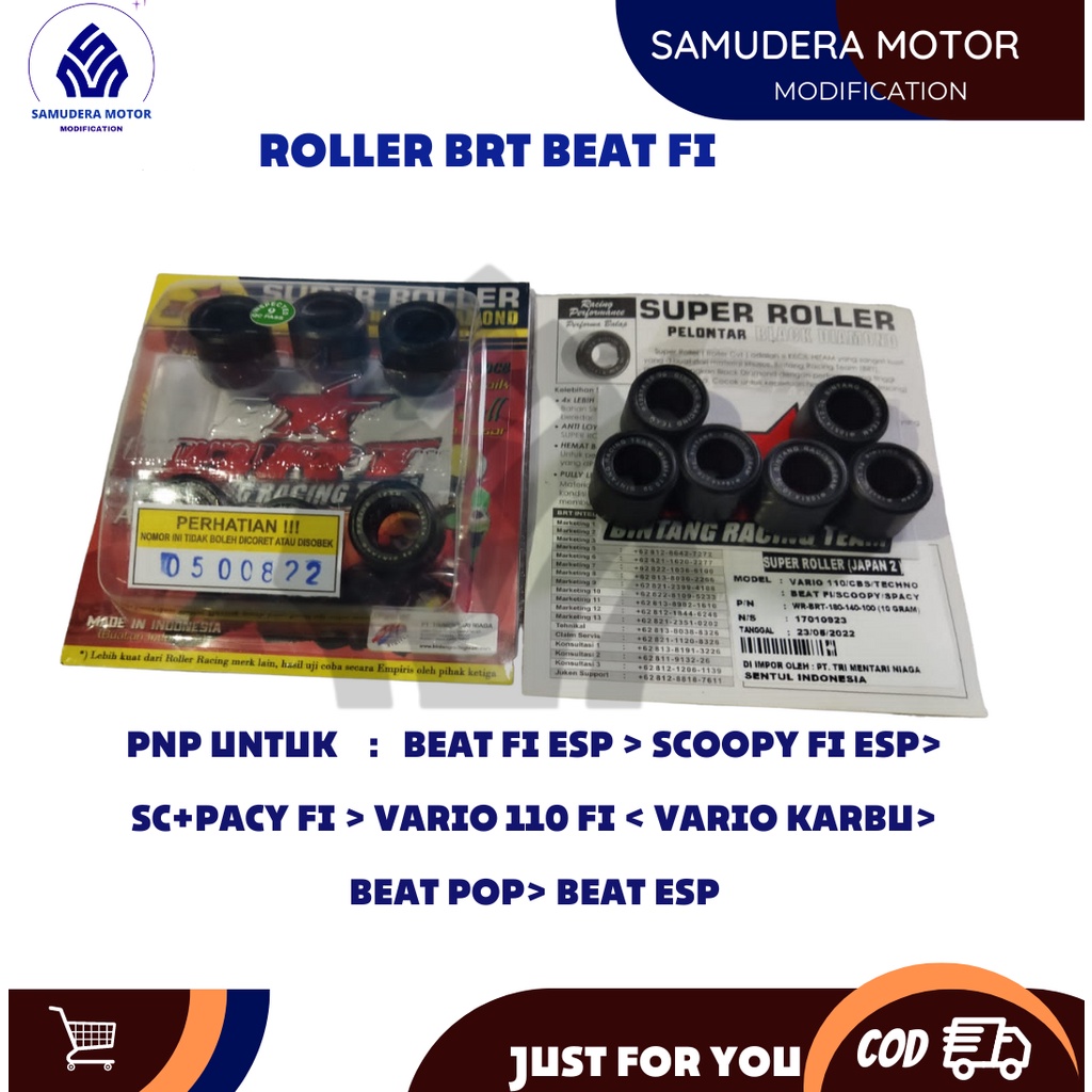 ROLLER BRT BEAT FI ESP ECERAN ROLER BRT SCOOPY FI 2014-2019 BEAT FI VARIO 110 FI/ VARIO KARBU 110 CB