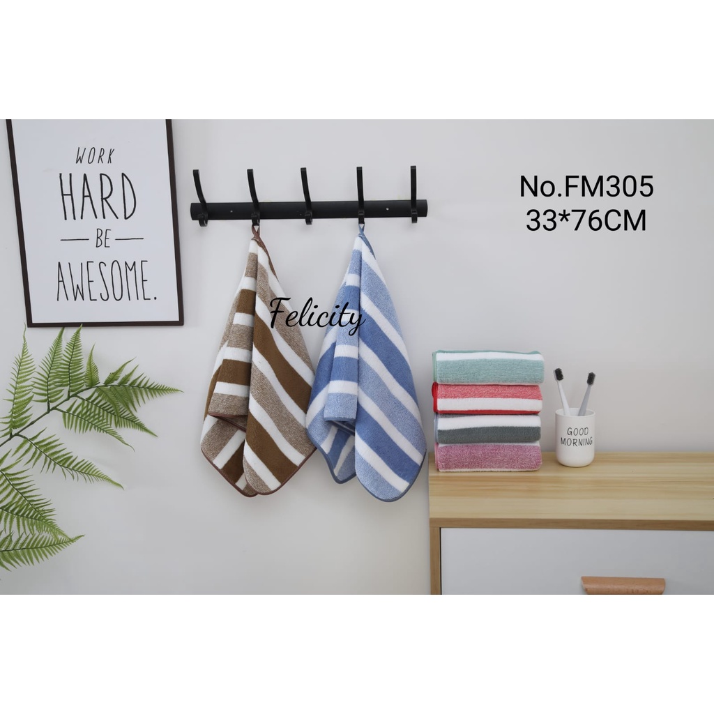 handuk olahraga microfiber salur bahan lembut uk 33 x 76 cm