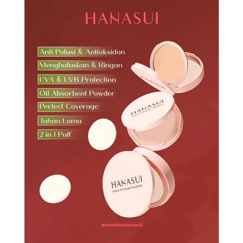 Bedak Padat Hanasui | Hanasui Perfect Fit Powder Foundation | Hanasui two way cake | compact powder hanasui | bedak Hanasui BPOM