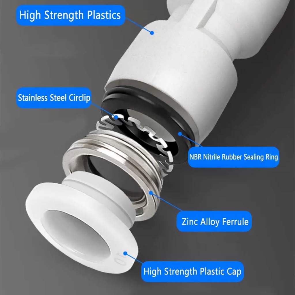 PE T connector Push In Fitting Konektor Slip Lock aeroponik Pneumatic Fitting 3 Arah Cabang T