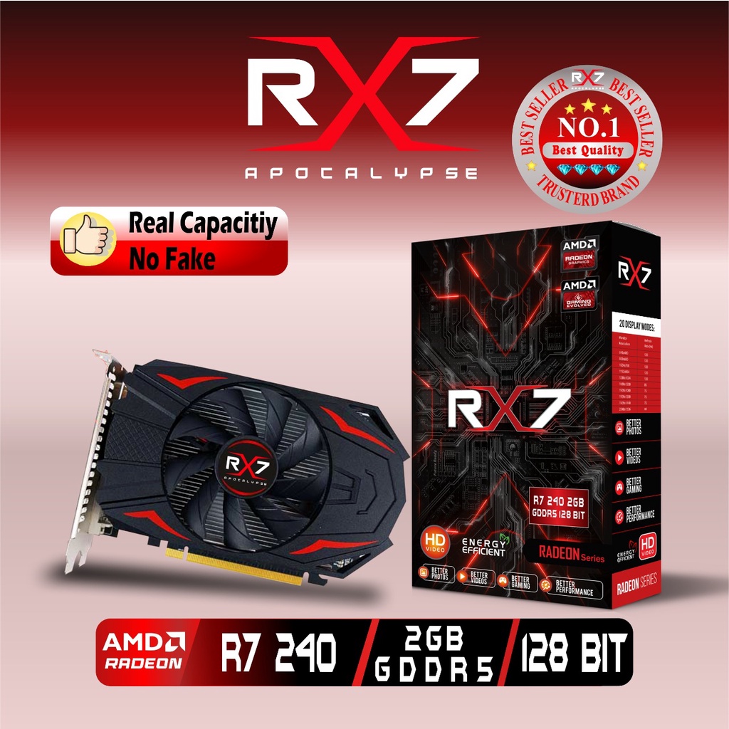 VGA CARD RX7 R7 240 2GB GDDR5 128 BIT REAL CAPACITY RESMI