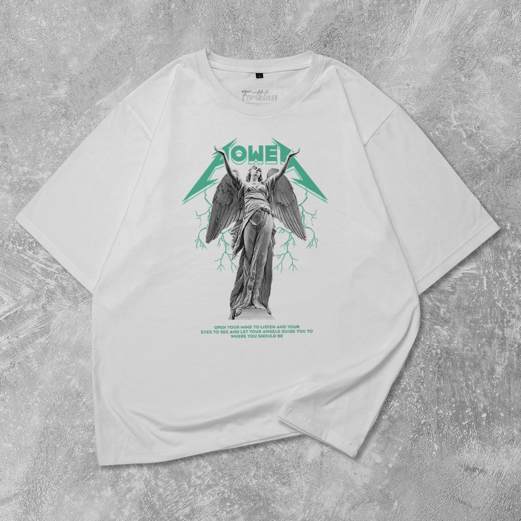 Fortglass Angel Power Kaos Oversize T-Shirt Cowok Premium