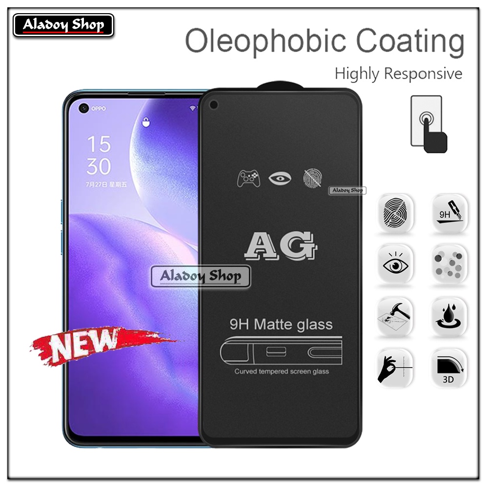 Paket 3IN1 Tempered Glass Layar Matte Anti Glare Oppo Reno 5 Free Tempered Glass Camera dan Skin Carbon