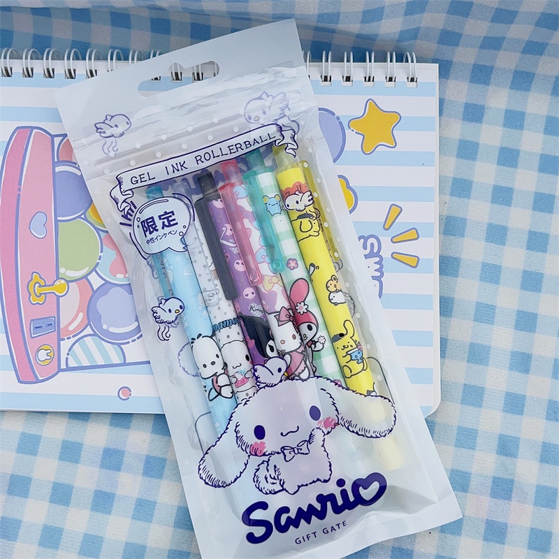 6pcs /set Kawaii Stationery Gel Pen Perlengkapan Sekolah Pena Hal Lucu Pulpen Untuk Sekolah Anime Stationery Pens Kit