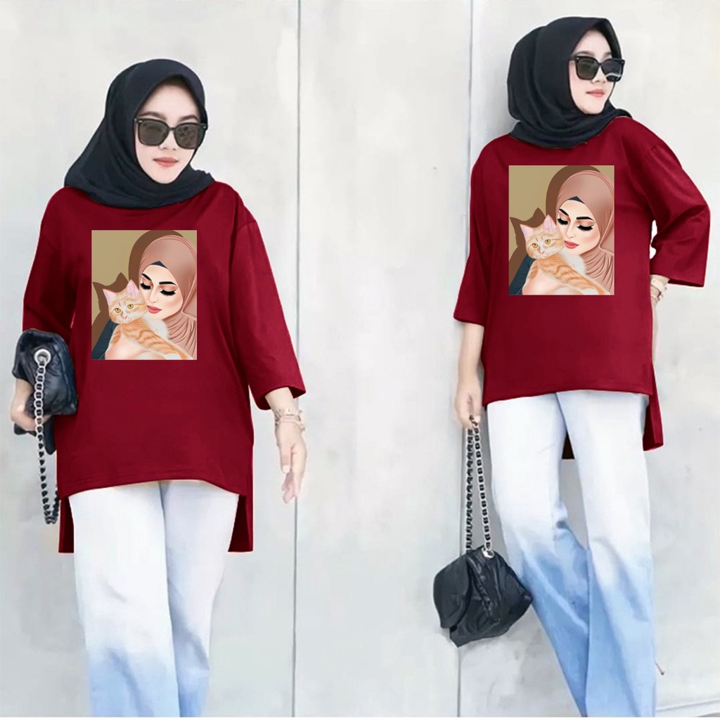 GSC - Long Tunik ANIME 032 / Tunik wanita jumbo / Tunik kaos viral / Tunik motif anime / Tunik panjang / Tunik wanita hijab terbaru