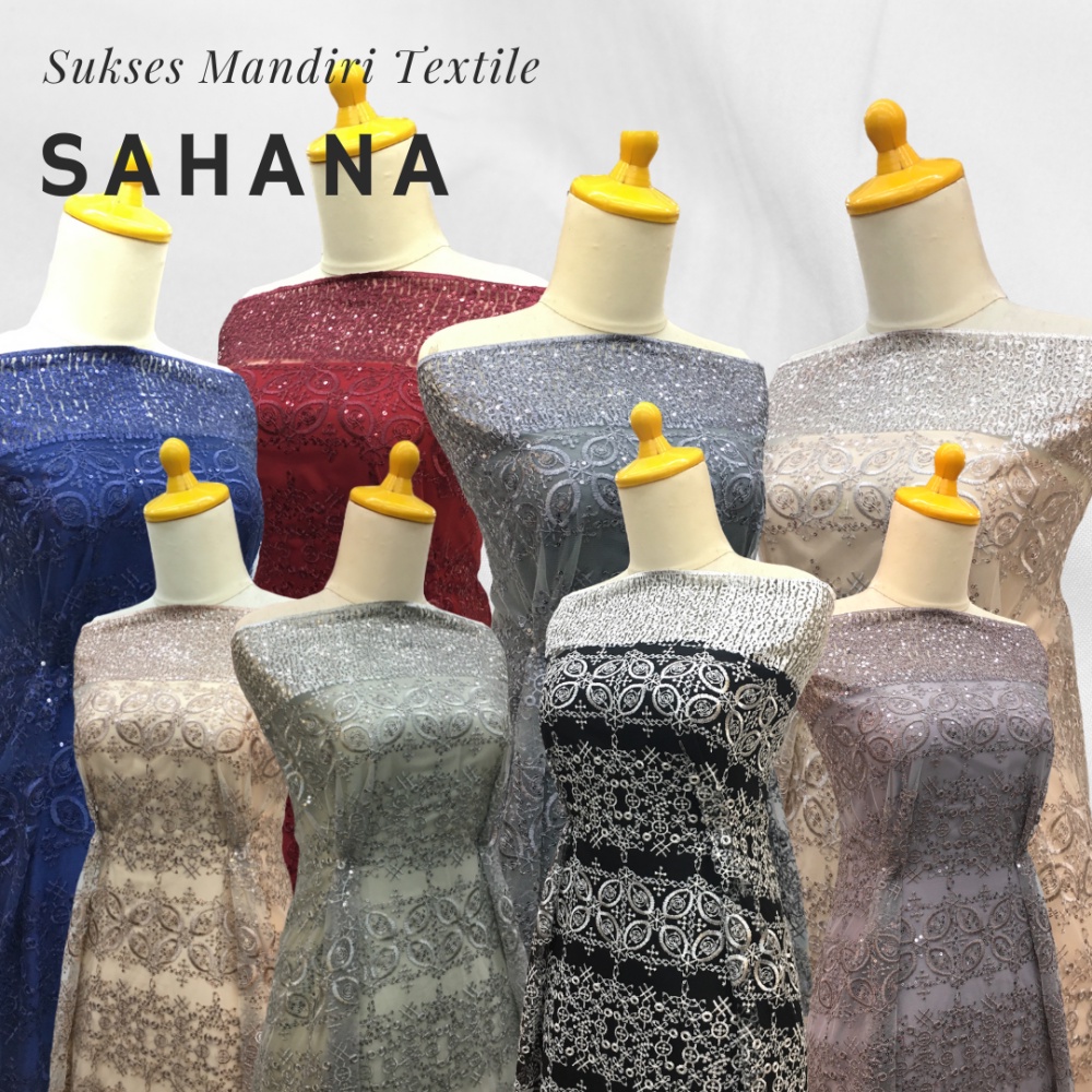 [SAHANA] Brukat Tile Premium Mewah Sapto Warna Black White Nude Pink Mauve | Harga ½ meter = 50 cm (