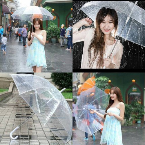 NUZ IKILOSHOP Payung Transparan Bening umbrella transparant Korea white umbrella