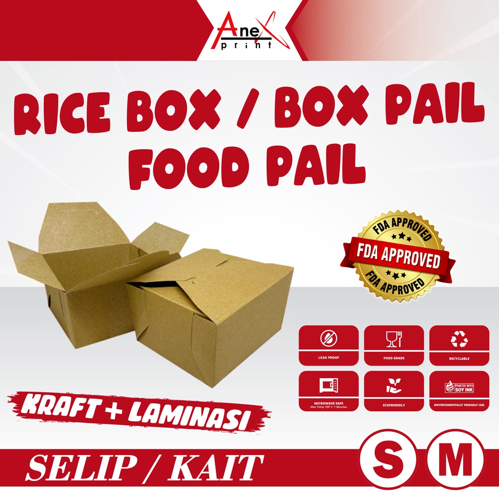 BOX PAIL UKURAN S DAN UKURAN M FOOD GRADE LAMINASI PE / PAPER LUNCH BOX MODEL BOX PAIL FOOD PAIL / P