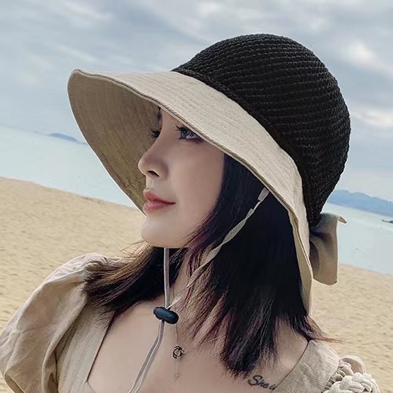 Topi Pantai Matahari Rajut Wanita Premium Model Korea Terbaru - Topi Rajut Musim Panas