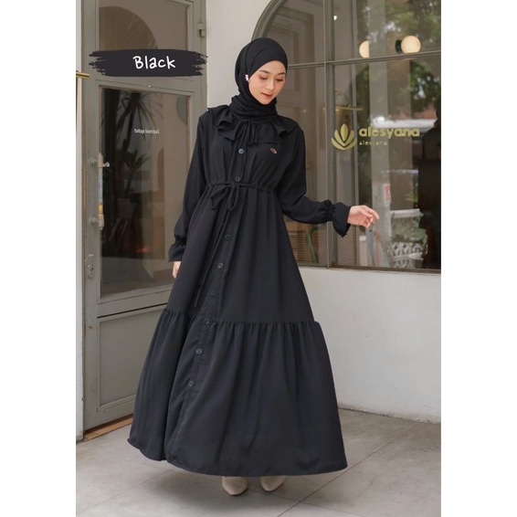 Elnara dress crinckle airflow original by alesyana / gamis crincle alesyana /Maxi Dress Katun jepang