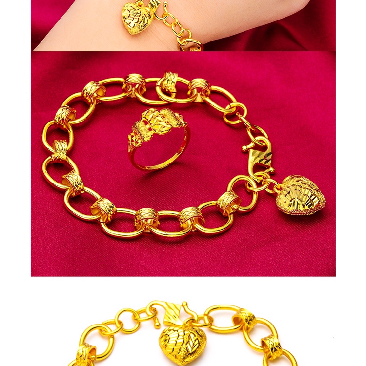 Goldkingdom Perhiasan Fashion Emas Asli Kadar 375Bangkok Aksesoris Ready Stock Baru Sederhana Mendominasi Cinta Perempuan Gelang Tebal