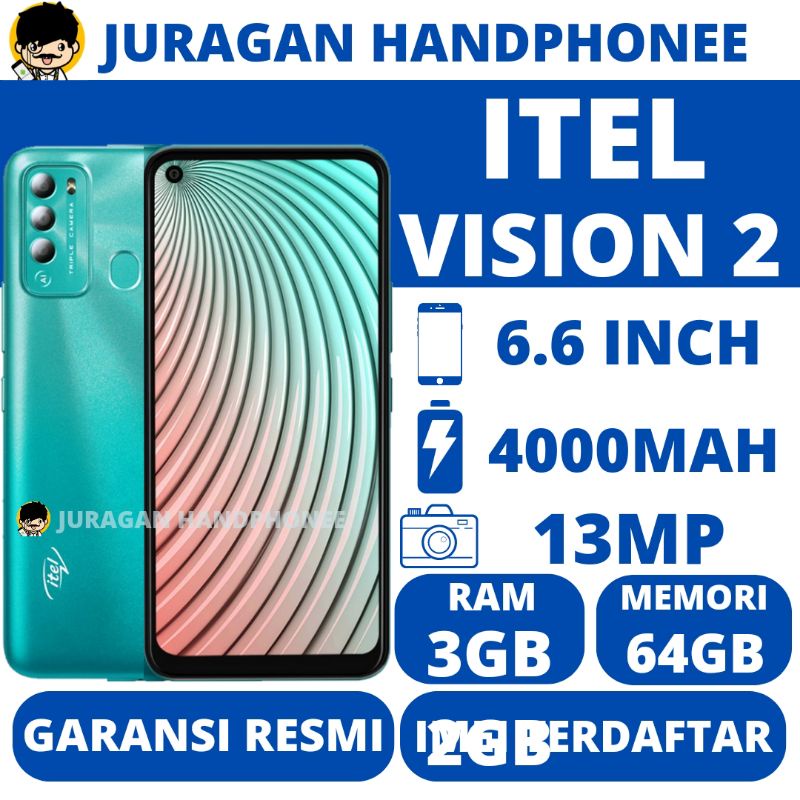 Itel Vision 2 Ram 3GB Internal 64GB 3/64 Hp Garansi Resmi Indonesia