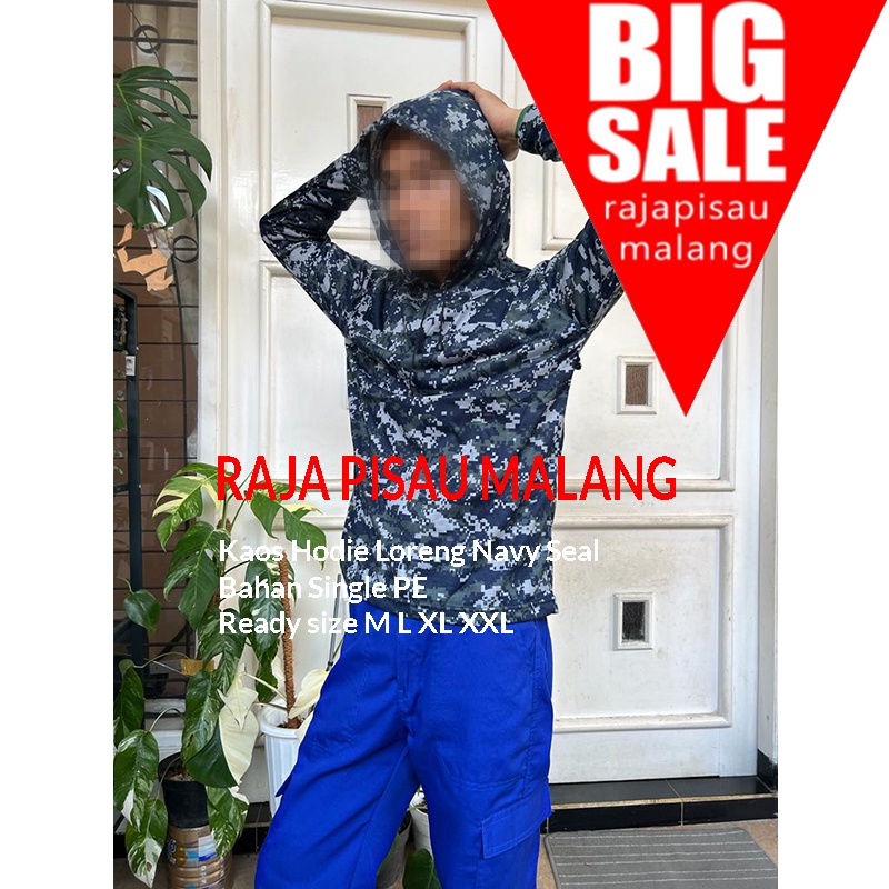 KAOS HOODIE PRIA TNI LORENG NAVY SEAL Bahan PE