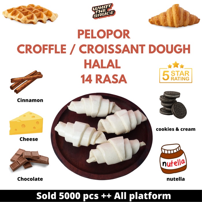 

Croffle Dough Adonan Croissant Frozen @ 30g Full Butter Puff Pastry - Grade B