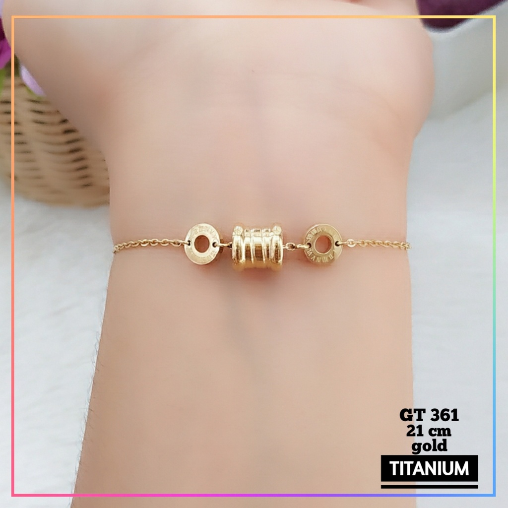 Gelang titanium/stainless steel Gelang Premium terbaru Gold ala korea simple Perhiasan Wanita Anti Karat GT 361