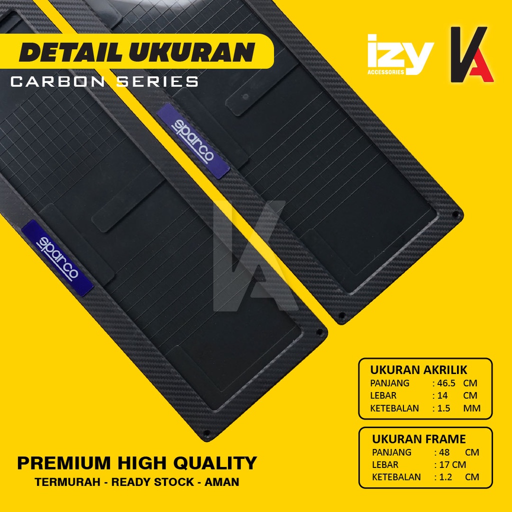 COVER / DUDUKAN / TATAKAN / TEMPAT PLAT NOMOR MOBIL AKRILIK IZY CARBON