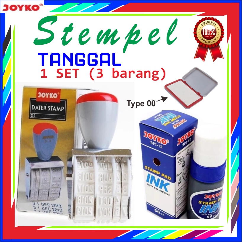 

STEMPEL TANGGAL JOYKO D-3 (1SET 3BARANG)|BAK TINTA | KANTOR TOKO FAKTUR BON KWITANSI