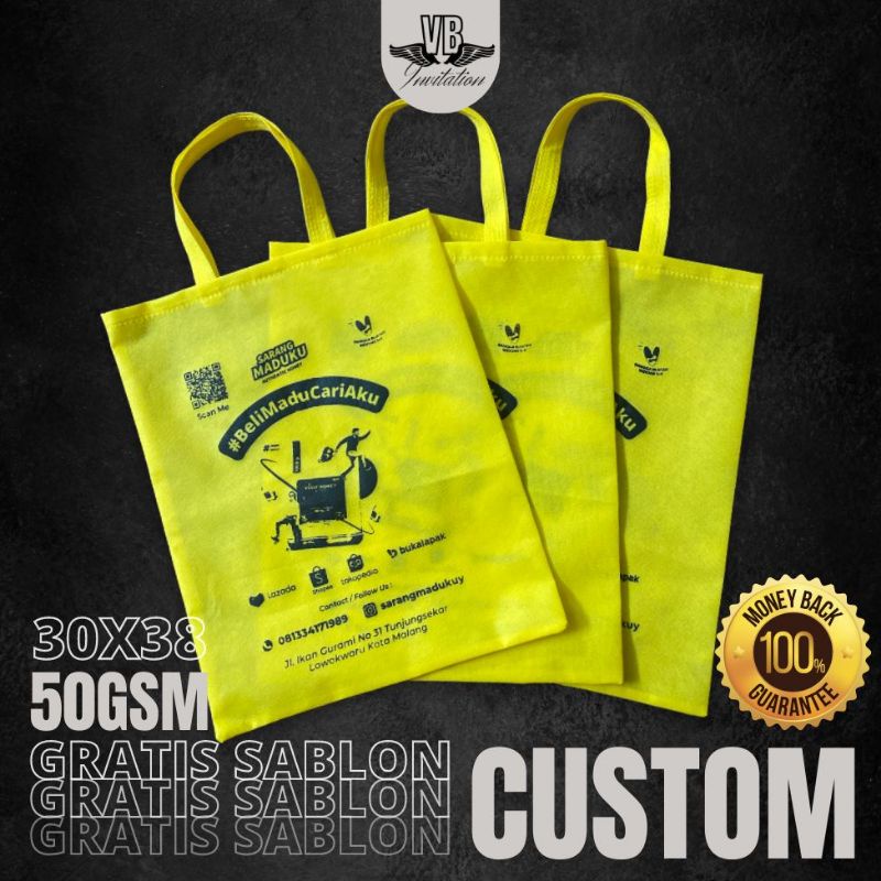 TAS SPUNBOUND PROMOSI TOKO GRATIS SABLON TERMURAH KEKINIAN F 30X38