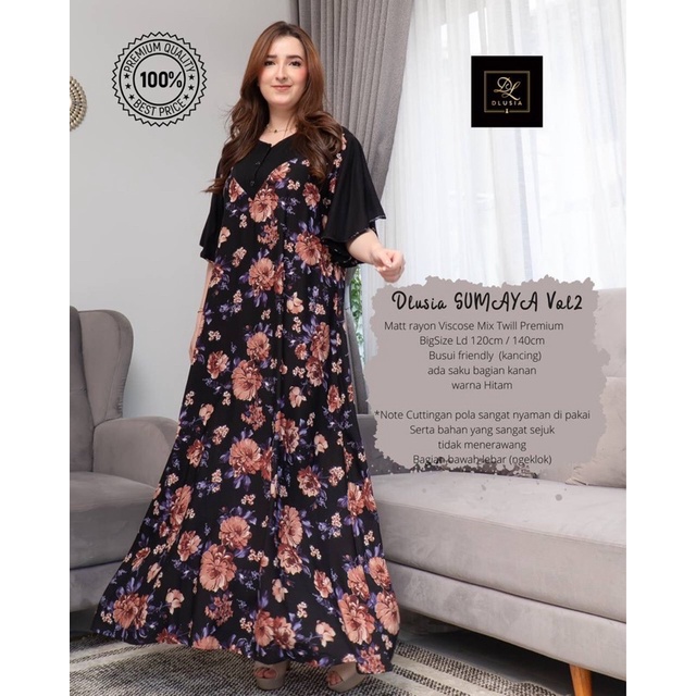 Daster Arab DLUSIA SUMAYA Long Dress Rayon Twill Premium Big Size