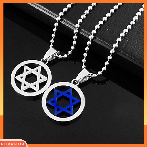 [WONE] Unisex Fashion Stainless Steel Liontin Jewish Bintang Daud Kalung Perhiasan