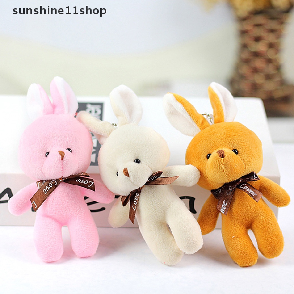 Sho Boneka Kelinci Boneka Kelinci Plush Toy Dasi Kupu Terang Sutra Rabbit Plush Toy Plush Toy Hadiah Kecil Untuk Pesta Pernikahan Gantungan Kunci Tas Ponsel Liontin PP Kapas Boneka Lembut Kelinci N