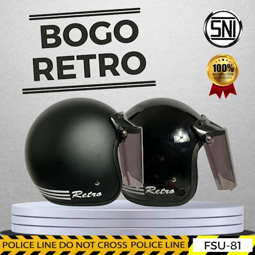 HELM BOGO RETRO Dewasa Doff Matte Glossy Unisex helm helem vespa scoopy bogo retro helm kekinian SNI