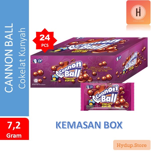 

Cannon Ball | Canon Ball Cokelat Susu Kunyah Kemasan Box isi 24 Pcs