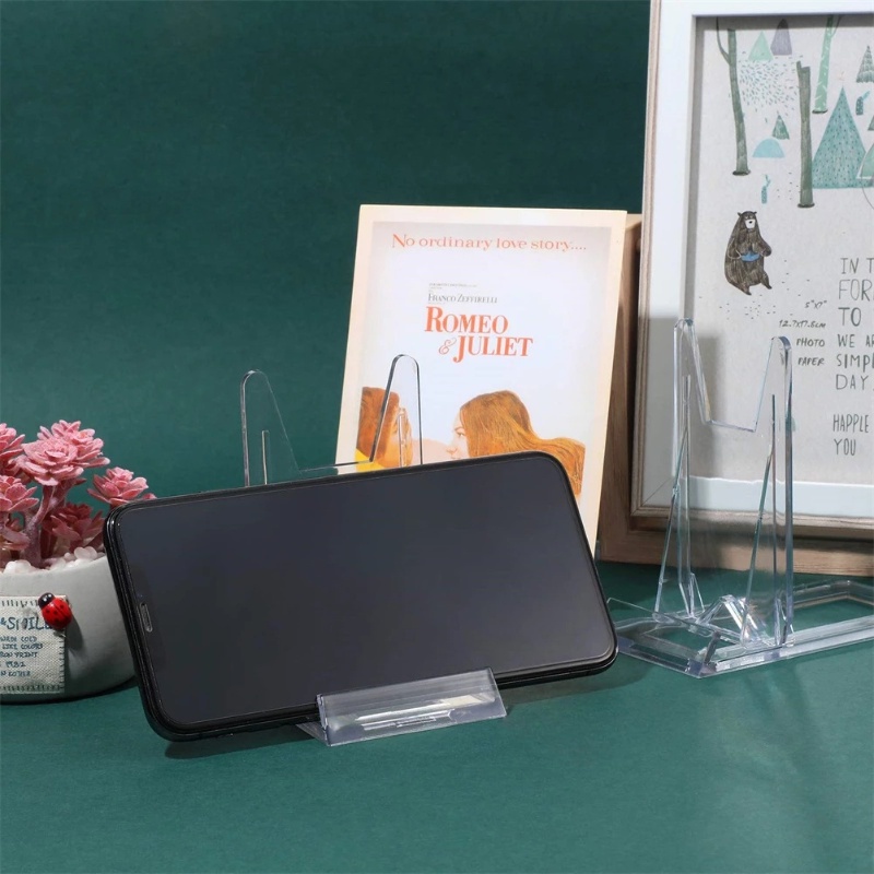 2pcs Removable Dishes Tempat Piring Piring Buku Bingkai Foto Postcard Stand Akrilik Bening Display Kuda-Kuda Praktis Dekorasi Perlengkapan Penyimpanan Ponsel Tablet Penyangga Bracket