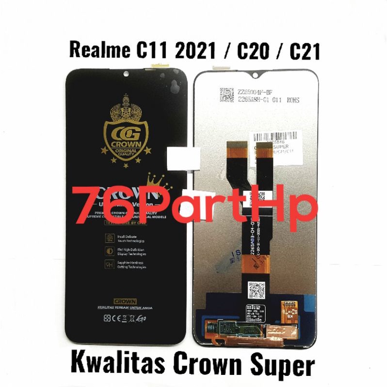 lcd Touchscreen Fullset kwalitas crown super realme C11 2021 - C20 - C21 - Hitam