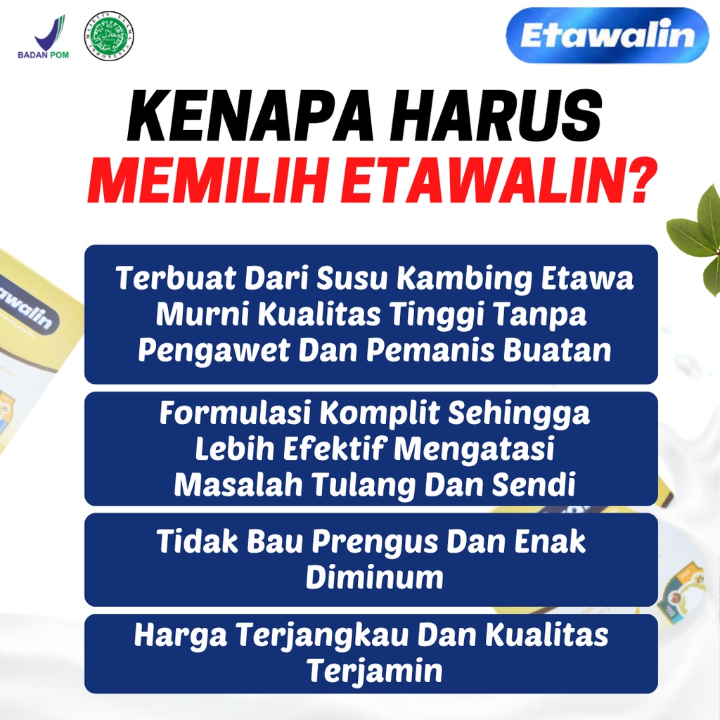 Etawalin 100% Original Susu Kambing Etawa Tingkatkan Kepadatan Kesehatan Tulang Sendi Susu Anti Pengapuran Sendi Asam Urat Rematik