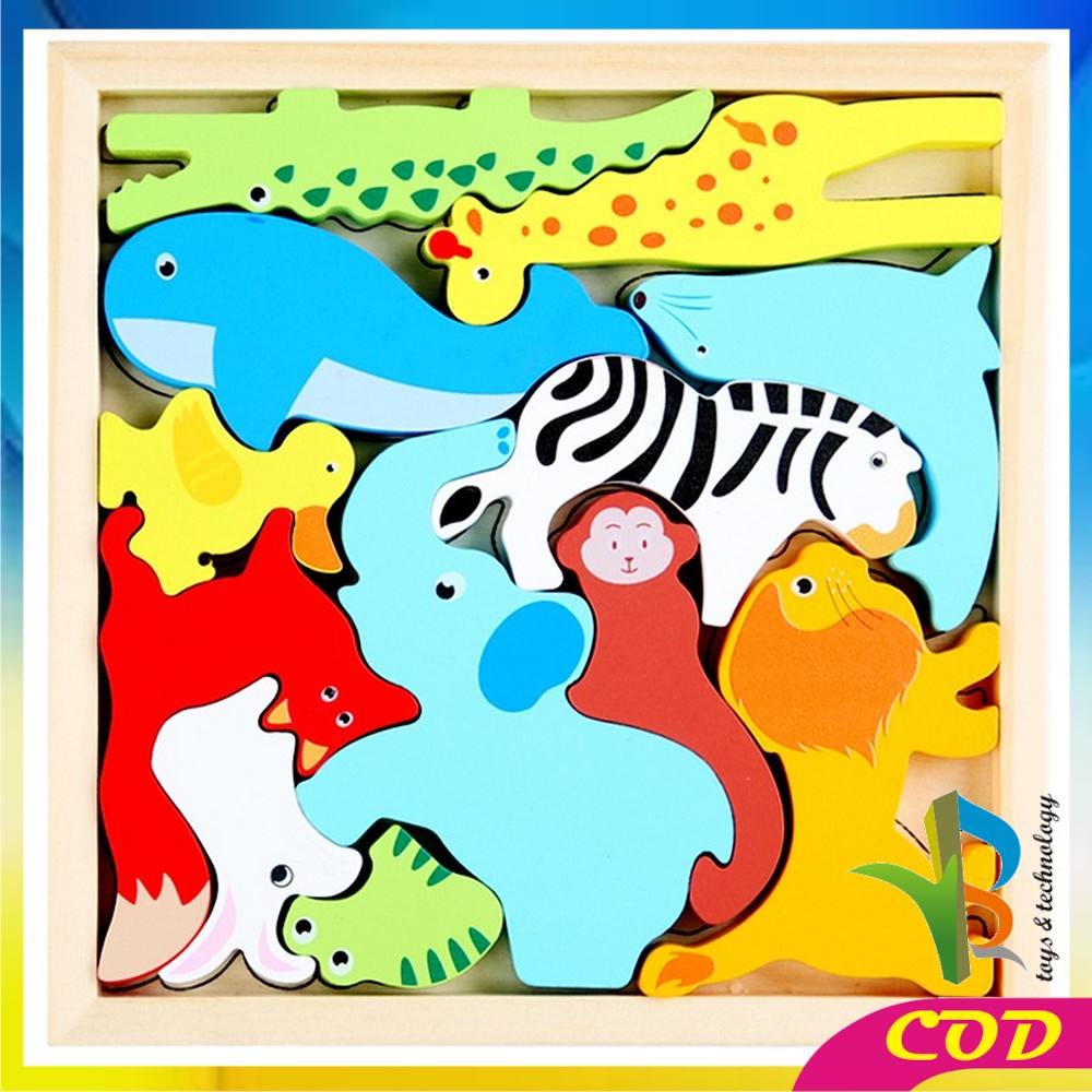 RB-M177 Mainan Puzzle 3D Wooden Toys Puzzle Kayu Mainan Edukasi Anak Jigsaw Puzzle Cocokkan Bentuk