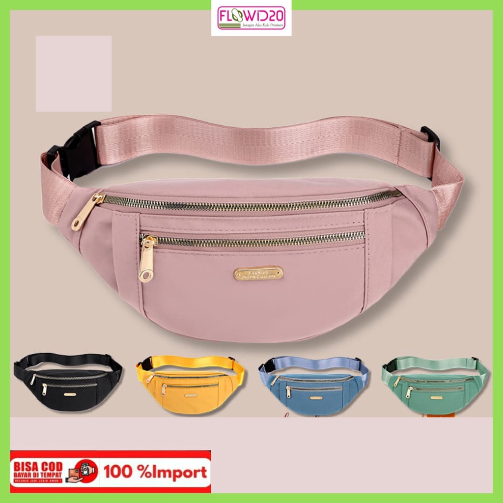 Tas punggung wanita import waistbag wanita bahan nilon parasut WB 106