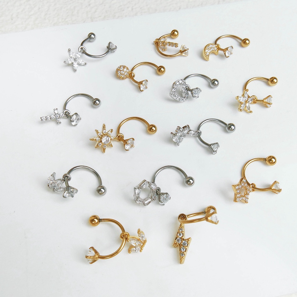 1552 / 1553 - (HARGA 1 BIJI) ANTING PIERCING KARAKTER TINDIKAN HELIX TRAGUS - STAINLESS STEEL