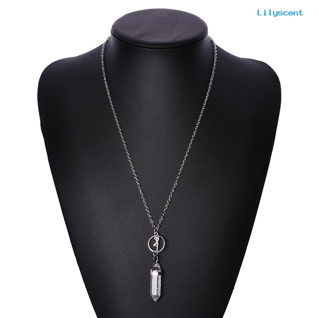 [LS]Pendant Necklace Kalung Bentuk Prisma Hexagonal Batu Anti Luntur Ramah Kulit Untuk Wanita