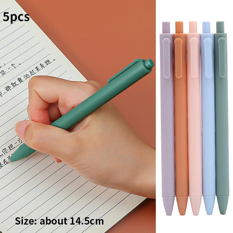 5pcs 0.5mm Press Gel Pen Batang Menulis Pen Tanda Tangan Tinta Hitam Kantor Sekolah Alat Tulis Supply