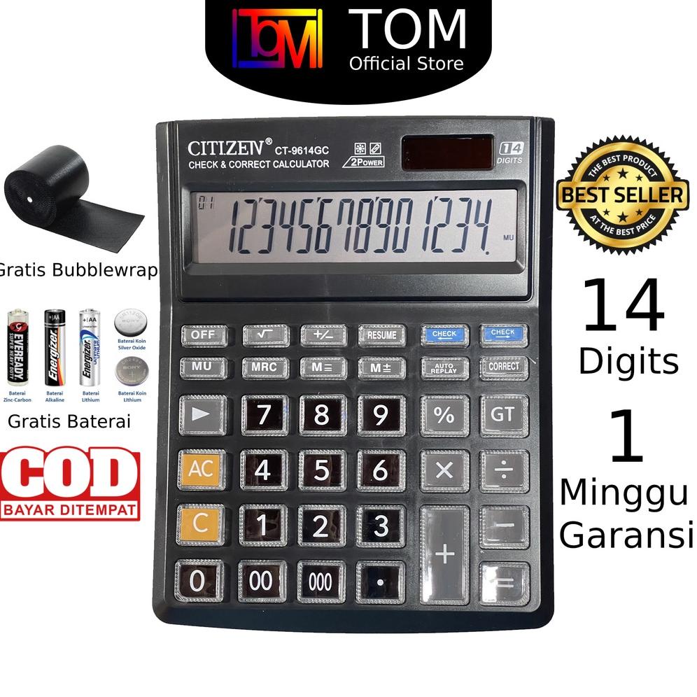 

KALKULATOR CITIZEN CT 9614 GC 14 DIGIT - CALCULATOR CHECK DUAL TWO 2 POWER TERLARISS...,,,,,