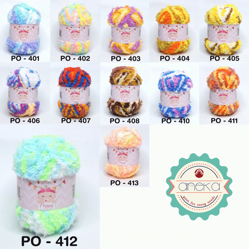 KATALOG - Benang Rajut Handuk Poppy Sembur  / Towel Yarn Mix Colors